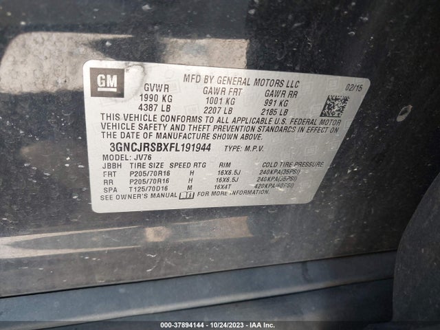Chevrolet Trax Lt 2015 3GNCJRSBXFL191944 Image 9