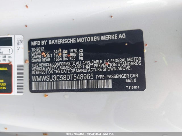 2013 MINI COOPER HARDTOP WMWSU3C58DT548965 Photo 8