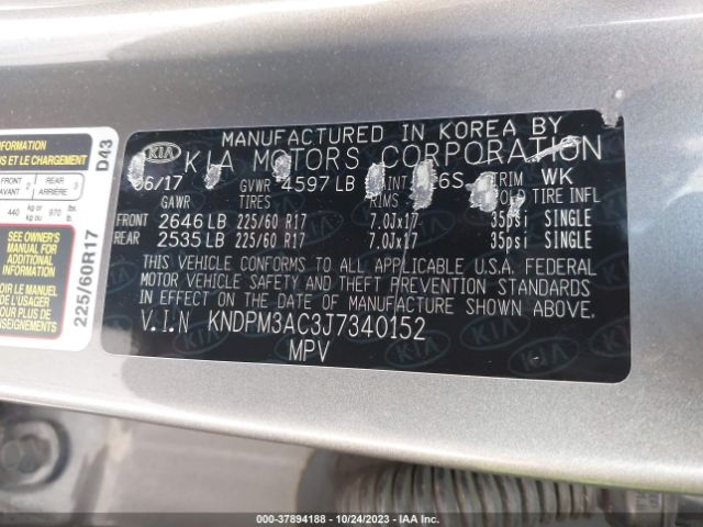 KNDPM3AC3J7340152 KIA Sportage Lx