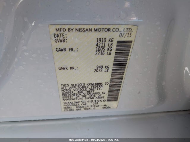 Nissan Altima 2.5 S 2015 1N4AL3AP7FC483959 Image 9