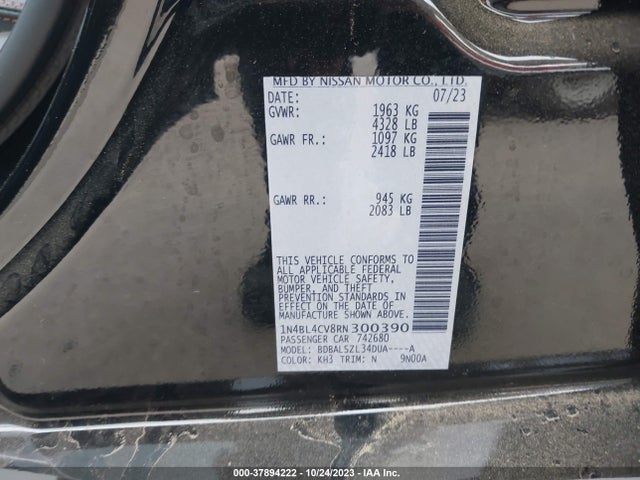 2024 NISSAN ALTIMA 2.5 SR VIN: 1N4BL4CV8RN300390