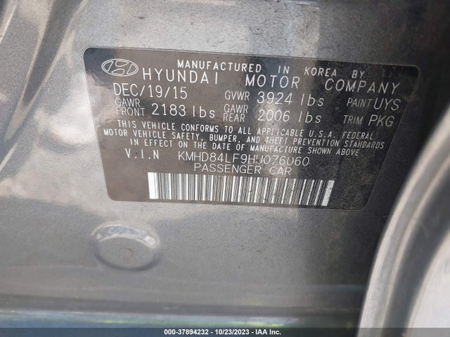 Hyundai ELANTRA SE 2017 KMHD84LF9HU076060 Image 9