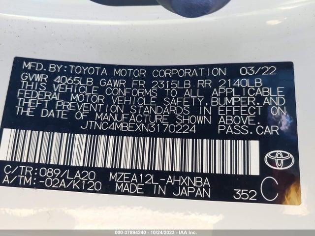 Toyota Corolla Hatchback Xse 2022 JTNC4MBEXN3170224 Image 9