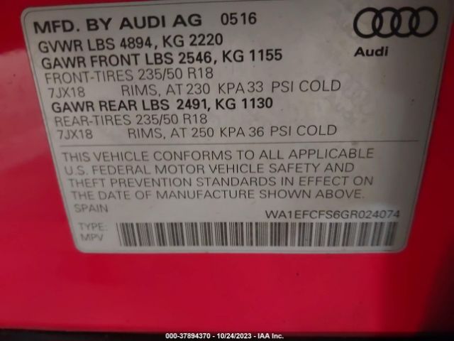 WA1EFCFS6GR024074 Audi Q3 2.0t Premium Plus