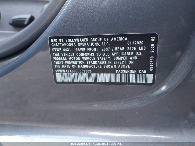 1VWWA7A33LC009302 Volkswagen Passat 2.0t Se