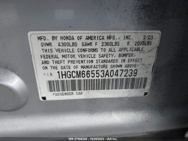 2003 HONDA ACCORD SDN 1HGCM66553A047239 Photo 8
