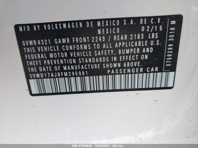 3VWD17AJ8FM295981 Volkswagen Jetta Sedan 1.8t Se