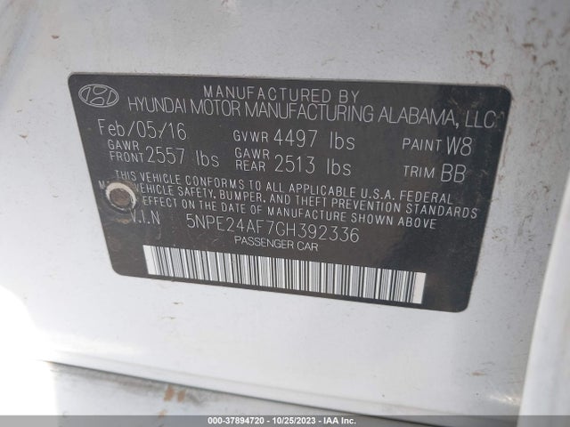 Hyundai Sonata 2.4l Se 2016 5NPE24AF7GH392336 Image 9