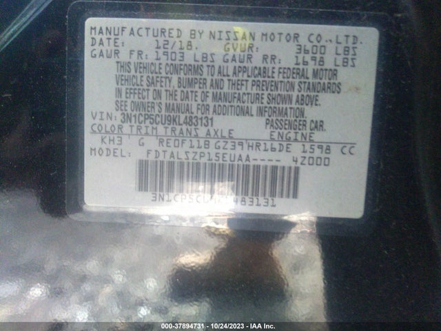 Nissan KICKS SV 2019 3N1CP5CU9KL483131 Image 9
