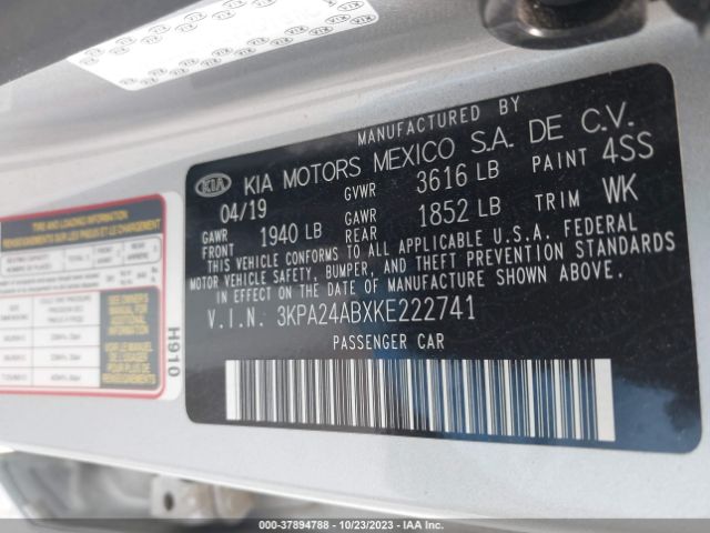 3KPA24ABXKE222741 KIA RIO LX