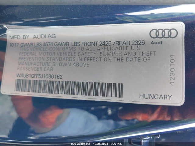 WAUB1GFF5J1030162 Audi S3 Premium Plus