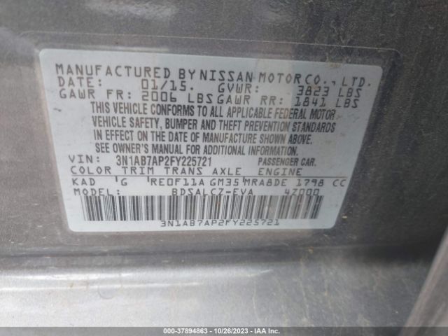 3N1AB7AP2FY225721 Nissan SENTRA S