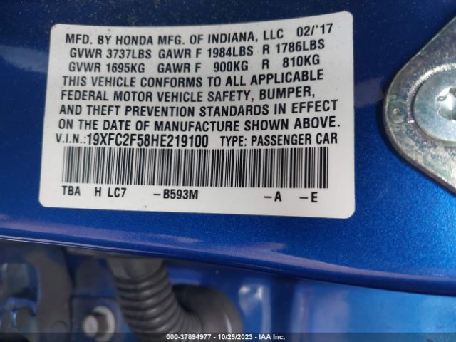 19XFC2F58HE219100 Honda Civic Sedan Lx