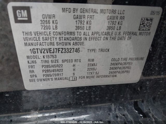 1GTV2VEJ7FZ332746 GMC Sierra 1500 Slt