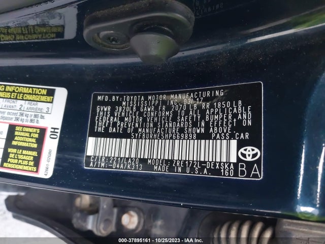 Toyota Corolla Xse 2017 5YFBURHE5HP669898 Image 9