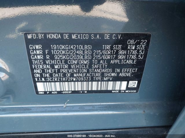 3CZRZ1H72PM709373 Honda Hr-v Ex-l