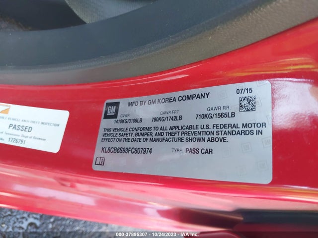Chevrolet SPARK LS 2015 KL8CB6S93FC807974 Image 9