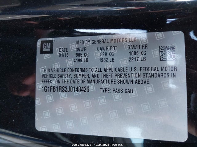 Chevrolet Camaro 1lt 2018 1G1FB1RS3J0148426 Image 9
