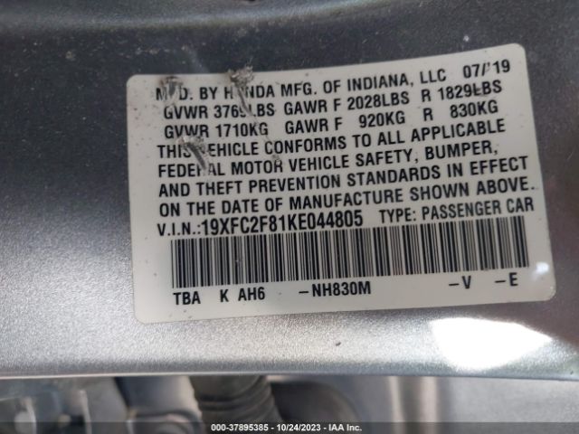 19XFC2F81KE044805 Honda Civic Sedan Sport