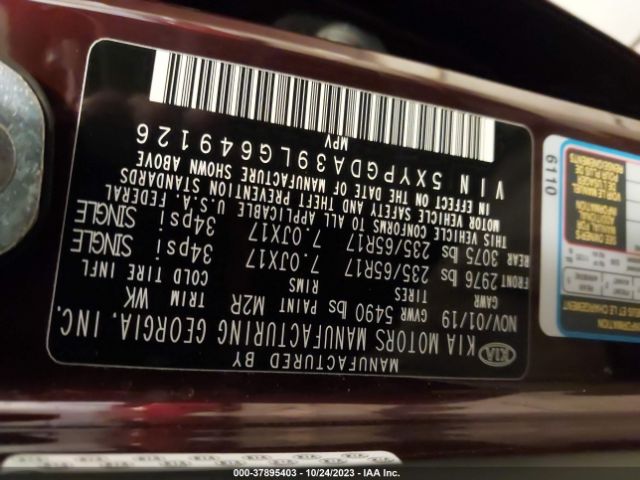 5XYPGDA39LG649126 KIA SORENTO LX