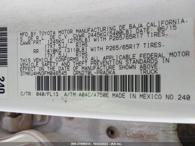 Toyota Tacoma Prerunner 2015 3TMKU4HN3FM046545 Image 9