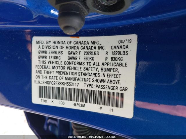 2HGFC2F88KH553117 Honda Civic Sedan Sport