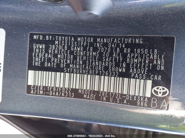 Toyota Corolla S Plus 2014 5YFBURHE8EP126332 Image 9