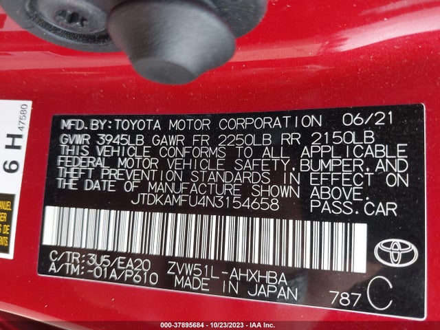 Toyota Prius L 2022 JTDKAMFU4N3154658 Image 9