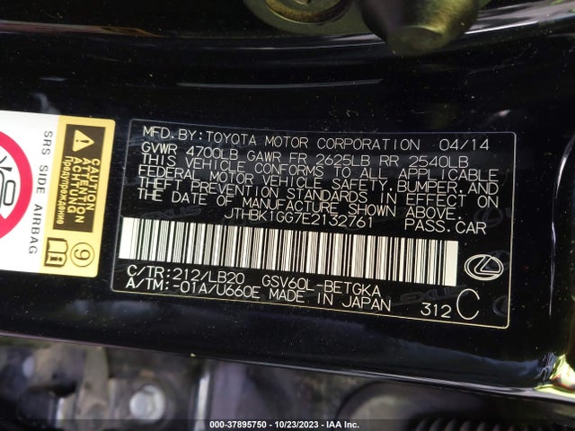 JTHBK1GG7E2132761 Lexus ES 350