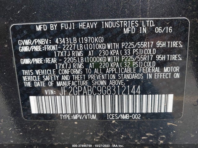 Subaru Crosstrek Premium 2016 JF2GPABC9G8312144 Image 9