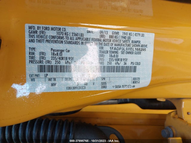 2014 FORD FOCUS ST VIN: 1FADP3L9XEL168295