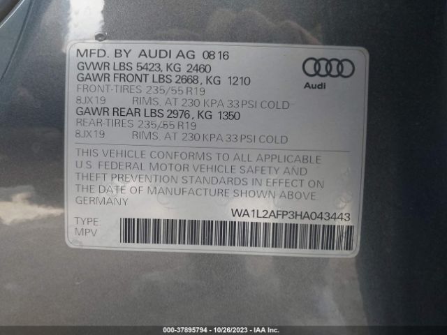 2017 AUDI Q5 WA1L2AFP3HA043443 Photo 8