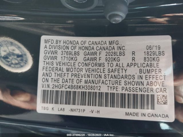 2HGFC4B68KH308012 Honda Civic Coupe Lx