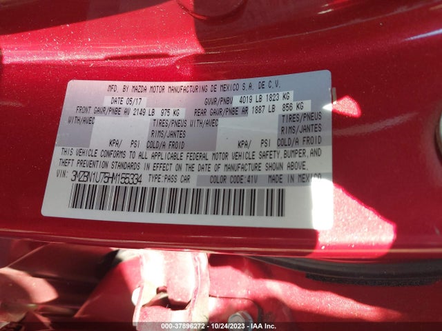 2017 MAZDA MAZDA3 SPORT VIN: 3MZBN1U75HM155334