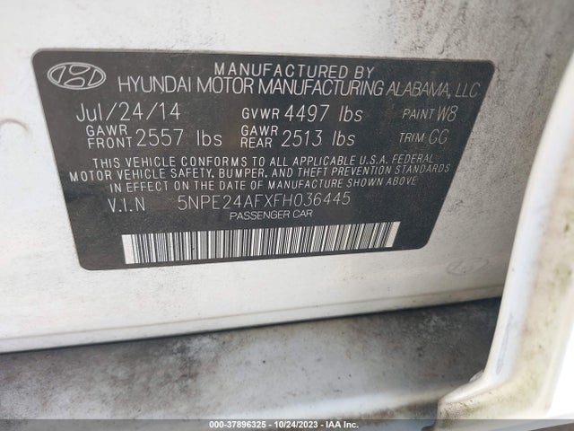 Hyundai Sonata 2.4l Se 2015 5NPE24AFXFH036445 Image 9