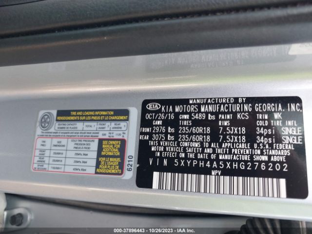 5XYPH4A5XHG276202 KIA Sorento Ex V6