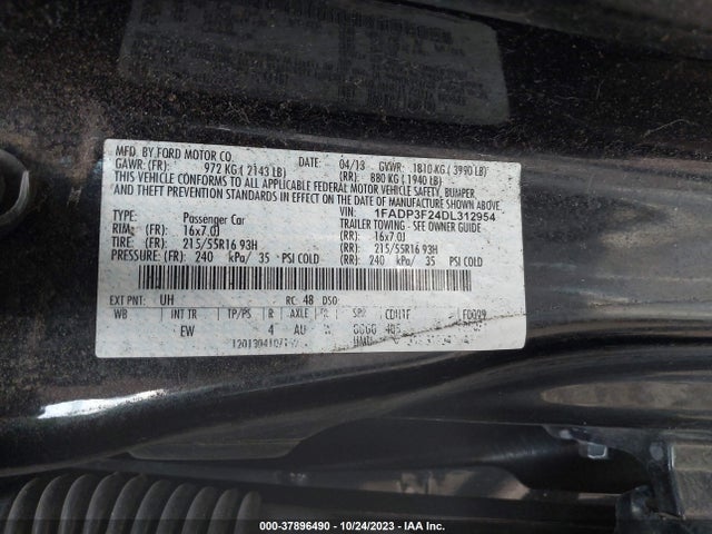 2013 FORD FOCUS SE VIN: 1FADP3F24DL312954