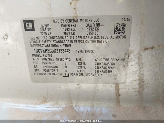 Chevrolet Silverado 1500 2lt 2016 1GCVKREC9GZ133448 Image 9