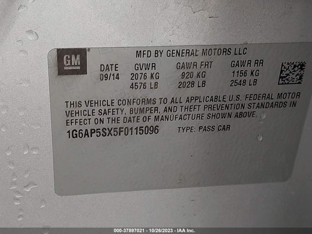 Cadillac Cts Standard 2015 1G6AP5SX5F0115096 Image 9