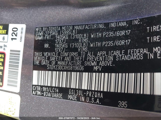 Toyota Sienna Xle Auto Access 2017 5TDYZ3DCXHS819606 Image 9