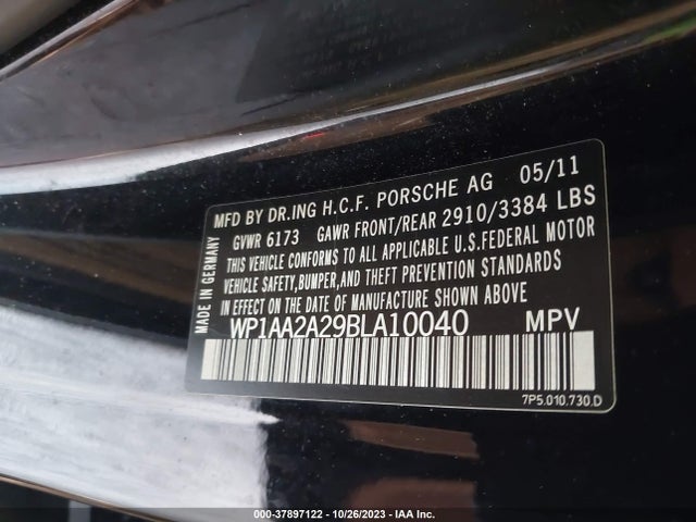 2011 PORSCHE CAYENNE WP1AA2A29BLA10040 Photo 8