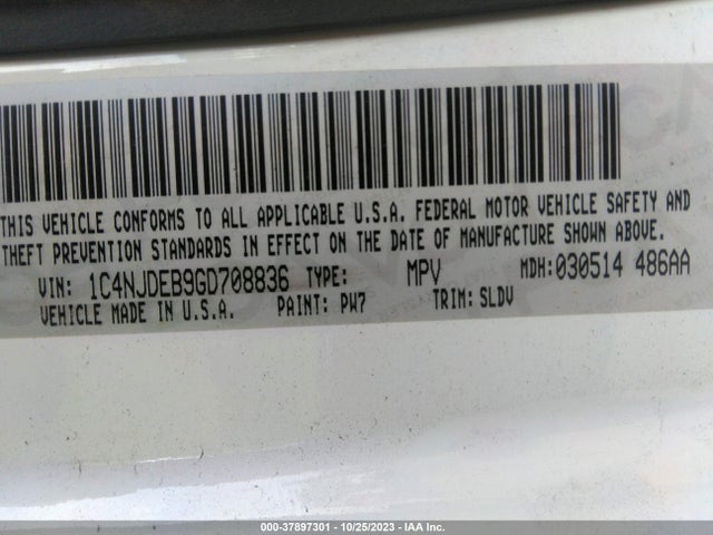 1C4NJDEB9GD708836 Jeep Compass High Altitude Edition