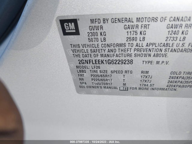 Chevrolet EQUINOX LS 2016 2GNFLEEK1G6229238 Image 9