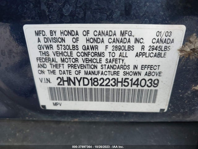 Aukcja sprzedaży 2003 Acura Mdx, vin: 2HNYD18223H514039, numer aukcji: 37897364