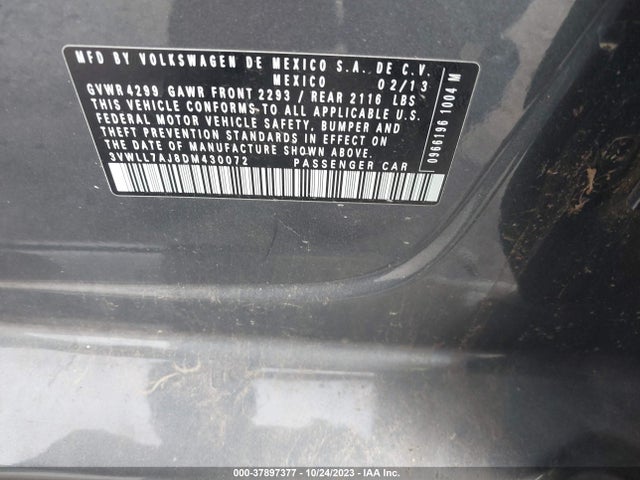 Продажа на аукционе авто 2013 Volkswagen Jetta Sedan Tdi W/premium/nav, vin: 3VWLL7AJ8DM430072, номер лота: 37897377