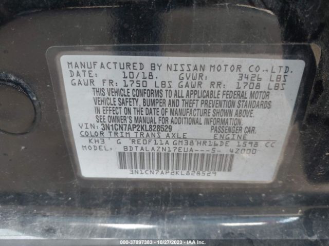 2019 NISSAN VERSA SEDAN 3N1CN7AP2KL828529 Photo 8