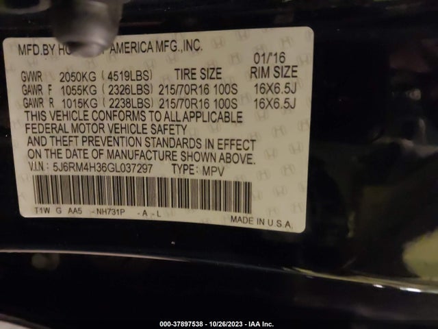 Honda CR-V LX 2016 5J6RM4H36GL037297 Image 9