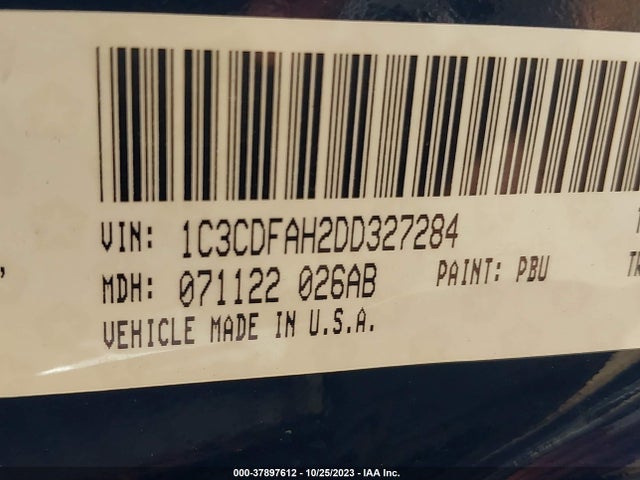 2013 DODGE DART AERO VIN: 1C3CDFAH2DD327284
