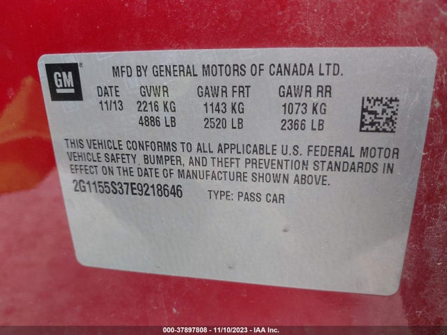 Chevrolet IMPALA LTZ 2014 2G1155S37E9218646 Image 9