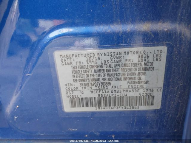 3N1AB7AP3FY363865 Nissan SENTRA SR